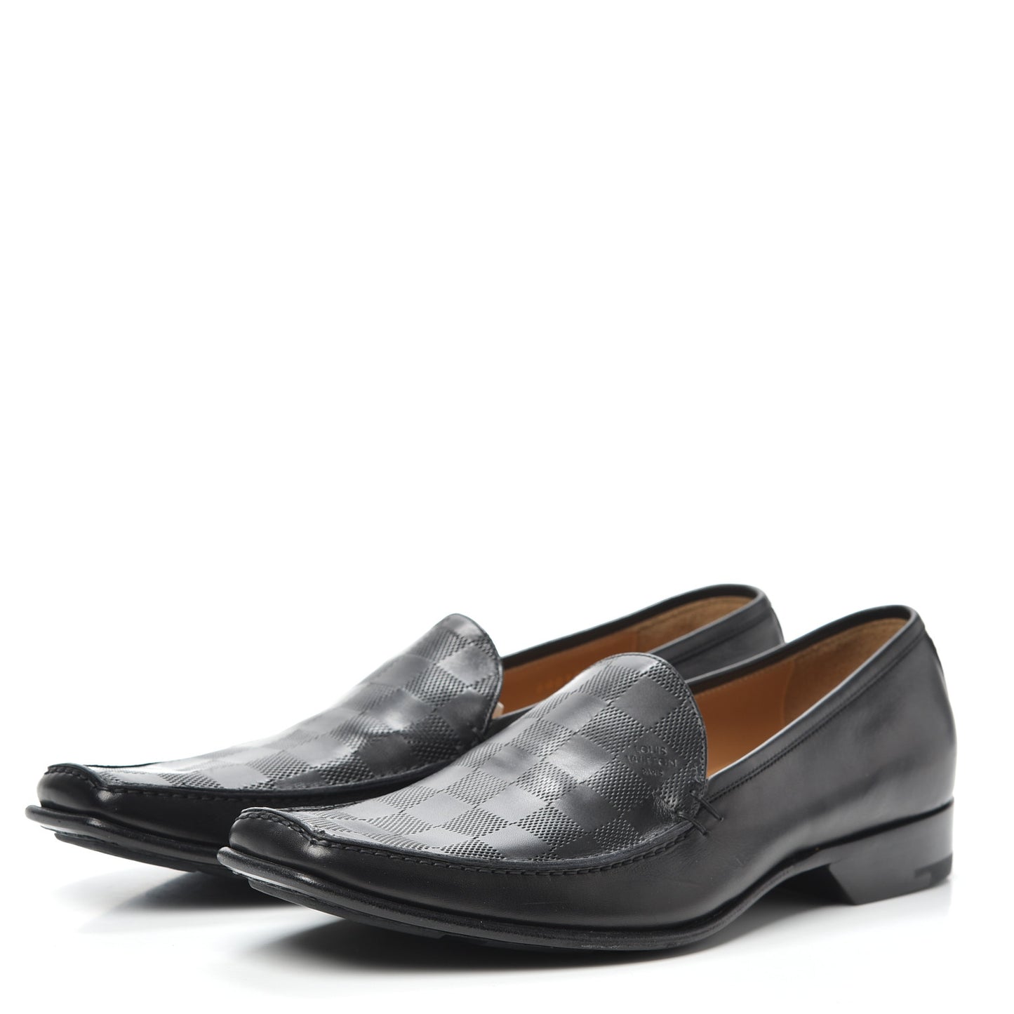 Calfskin Damier Mens Loafers 8.5 Black