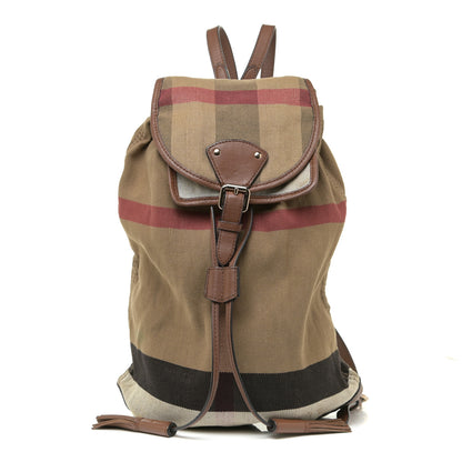 Burberry Overdyed Canvas Mega Check Medium Chiltern Backpack Tan 1 of 22