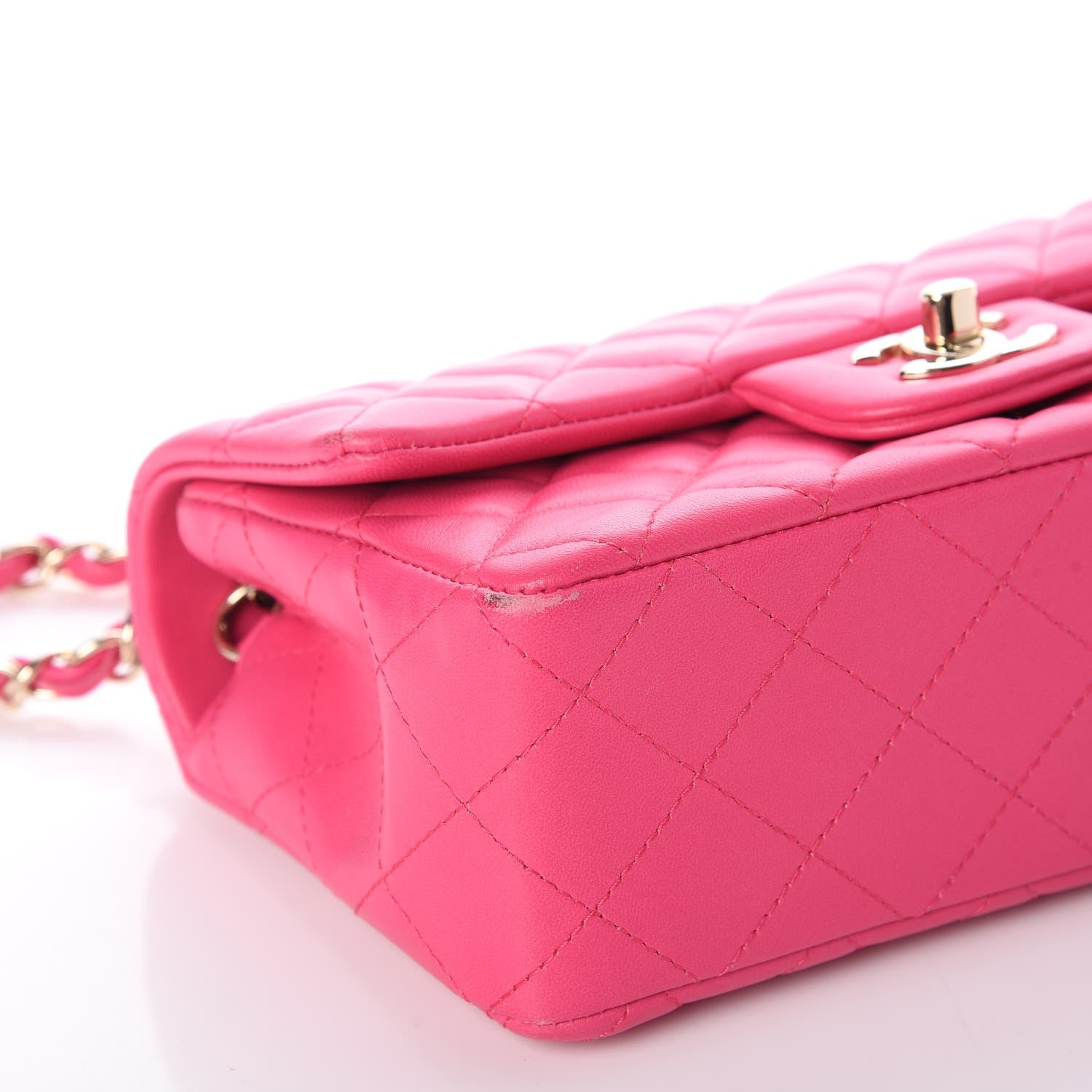 Chanel Lambskin Quilted Mini Rectangular Flap Fuchsia 10 of 12