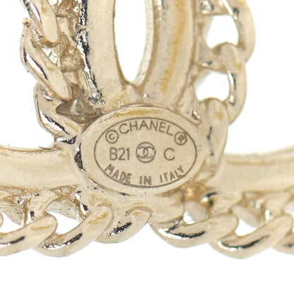 Chanel Crystal Chain CC Earrings Gold 8 of 10