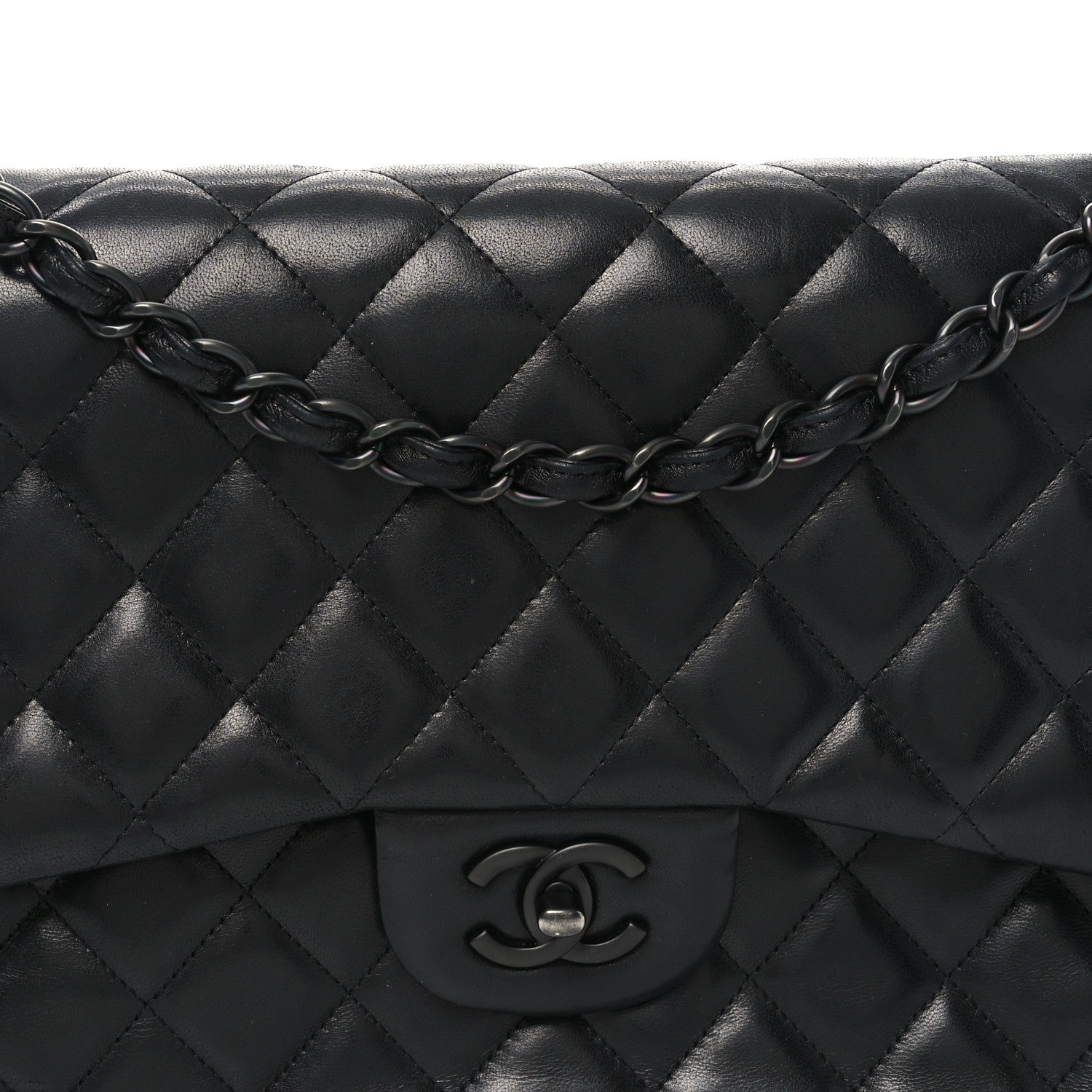 Chanel Lambskin Quilted Jumbo Double Flap So Black 1761233