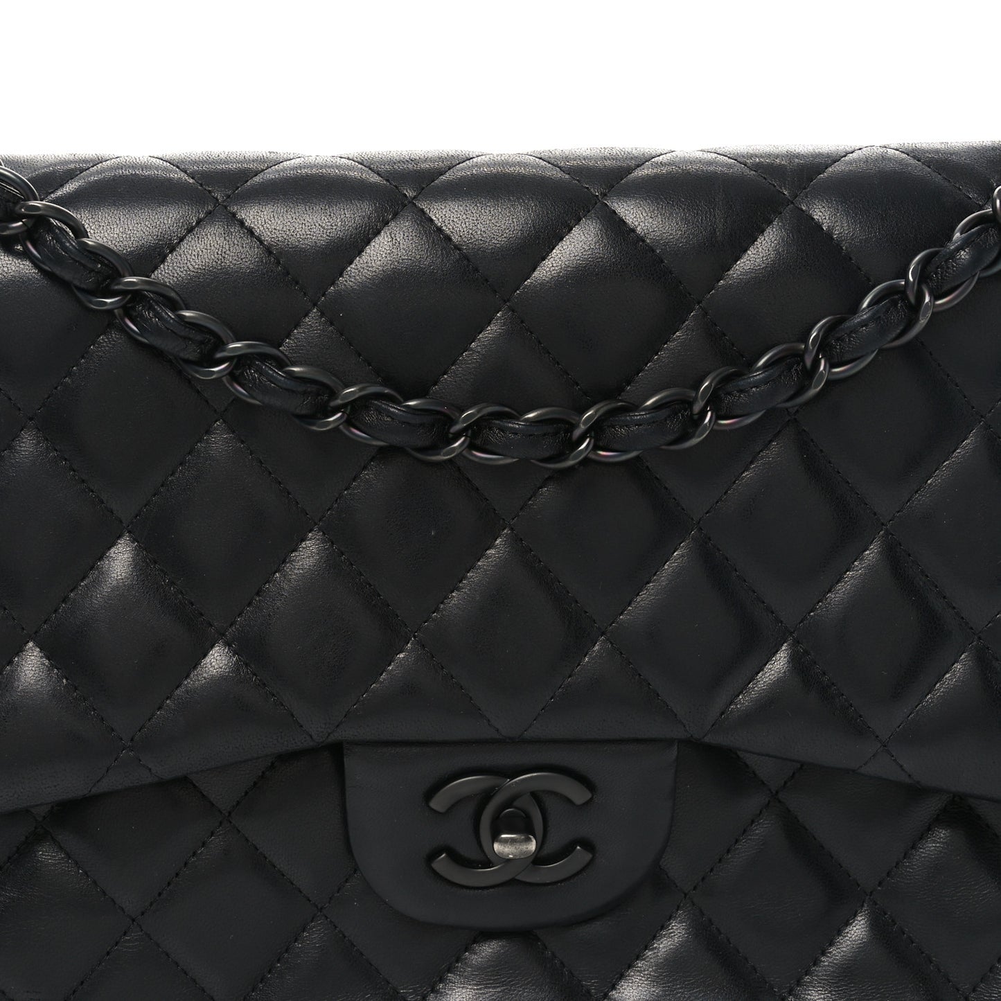 Lambskin Quilted Jumbo Double Flap So Black