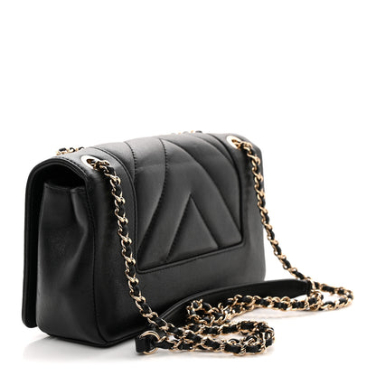 Chanel Sheepskin Chevron Quilted Medium Vintage Mademoiselle Flap Black 3 of 10