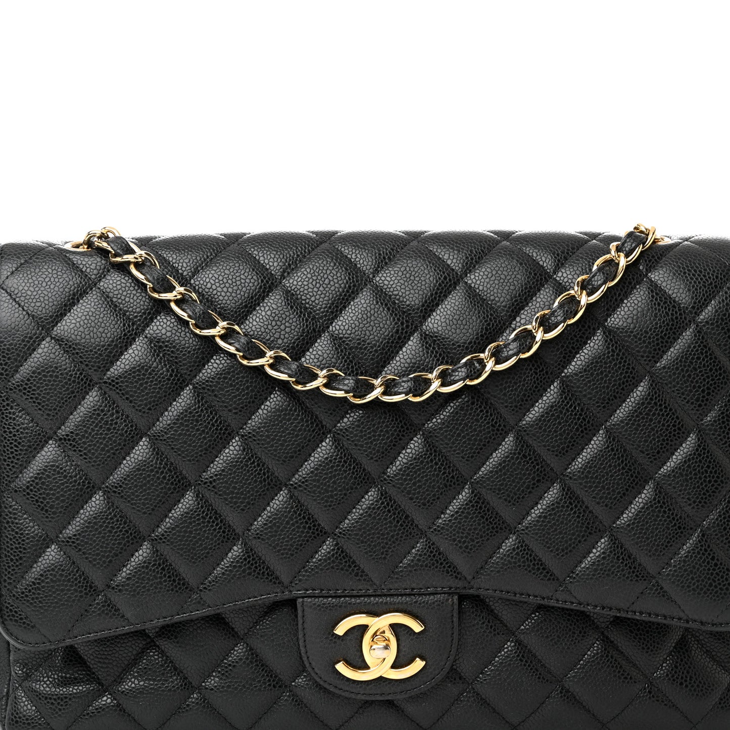 Caviar Quilted Maxi Double Flap Black