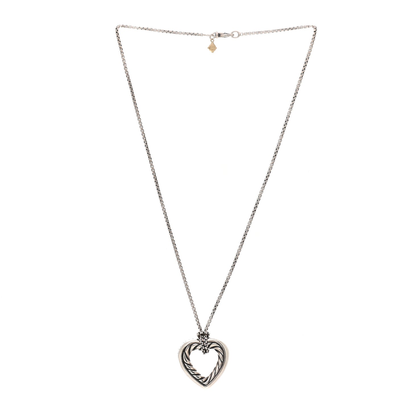 Sterling Silver 18K Yellow Gold Large Open Heart Cable Necklace