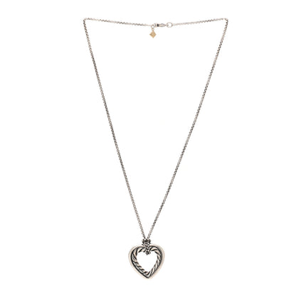 David Yurman Sterling Silver 18K Yellow Gold Large Open Heart Cable Necklace 3 of 6