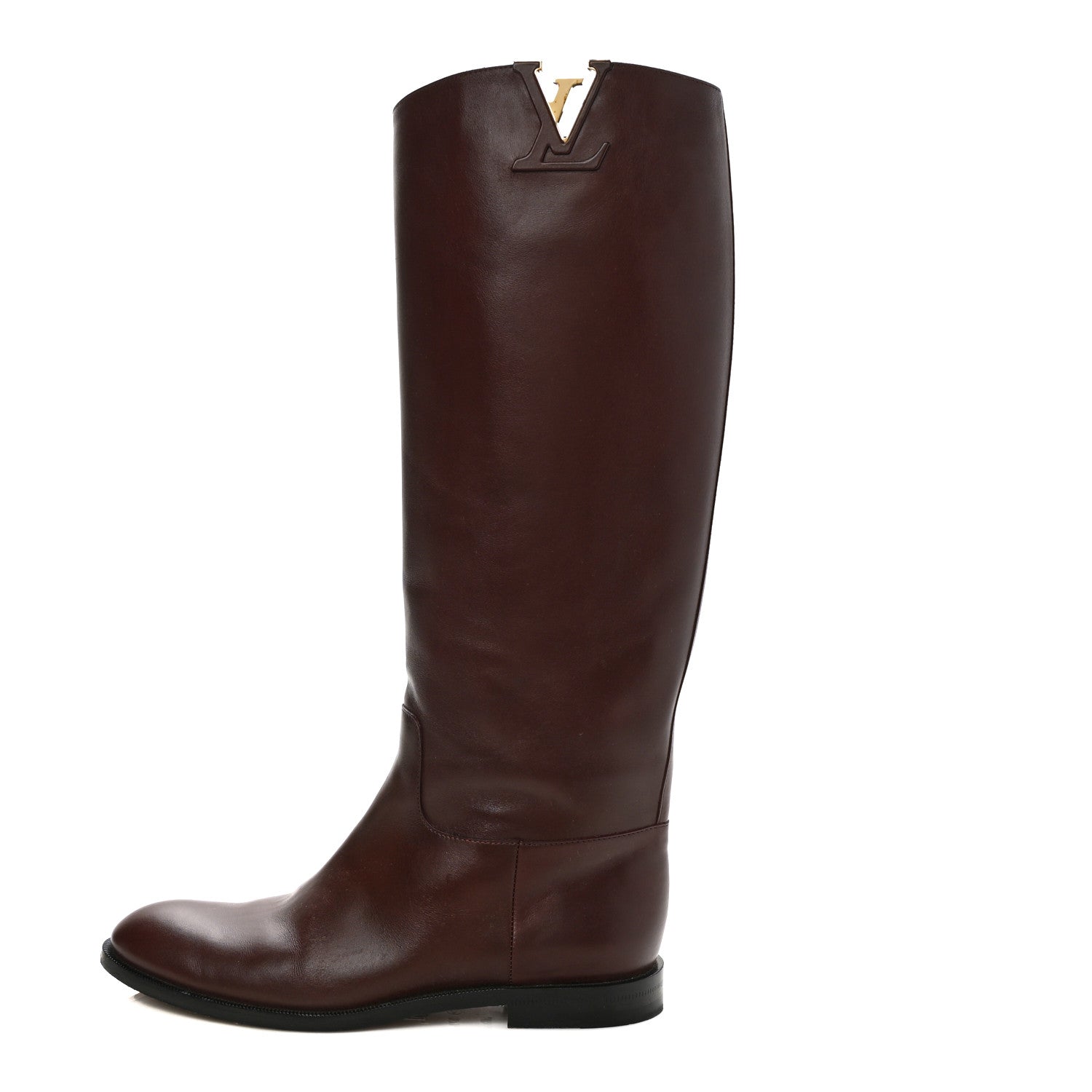 Louis Vuitton Calfskin Heritage Flat High Boots 37.5 Brown 1 of 18
