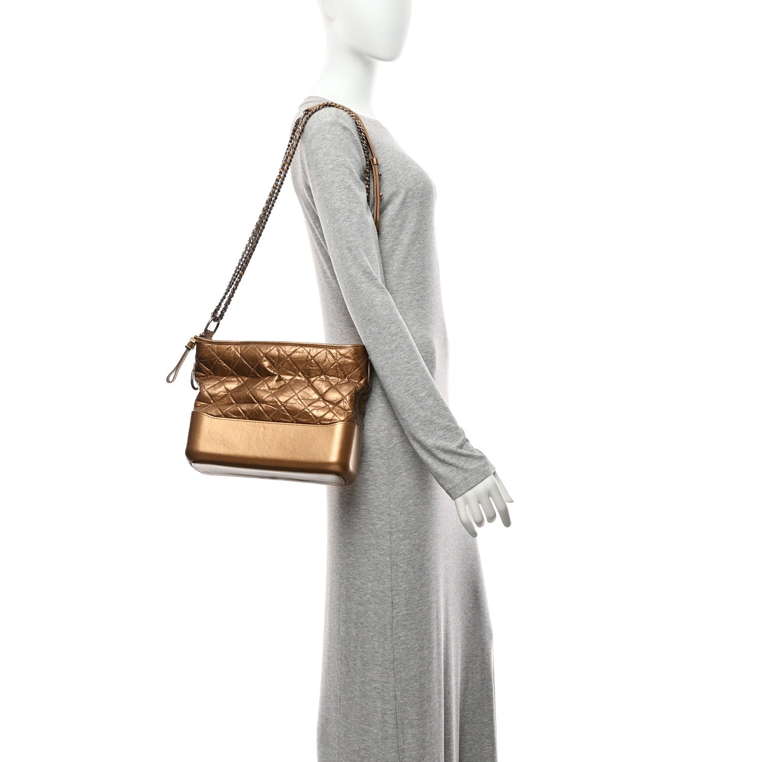 Chanel Metallic Aged Calfskin Quilted Medium Gabrielle  Bronze 2 of 10