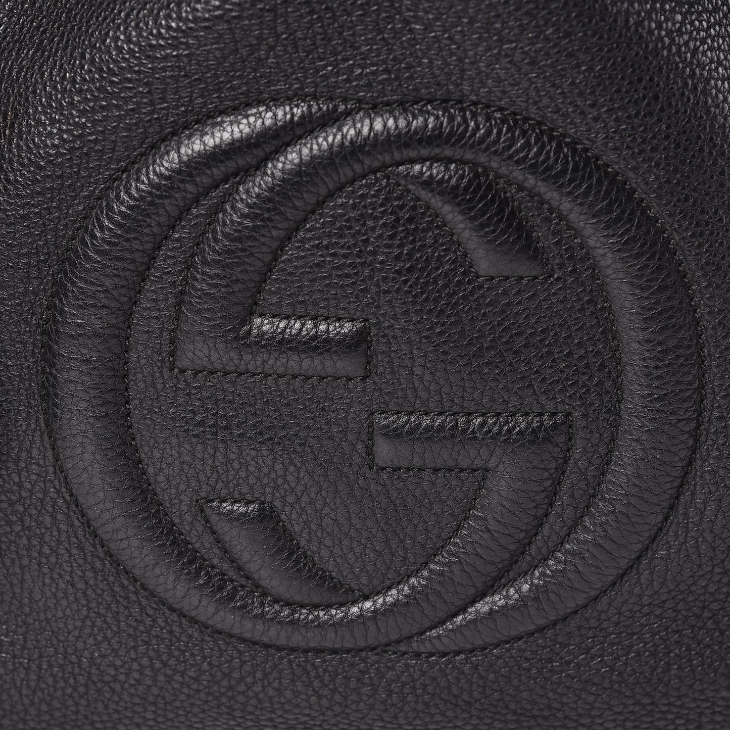 Pebbled Calfskin Large Soho Shoulder Bag Black