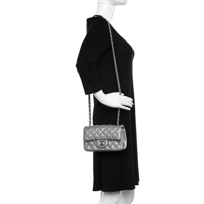 Chanel Metallic Lambskin Quilted Mini Rectangular Flap Silver 2 of 12