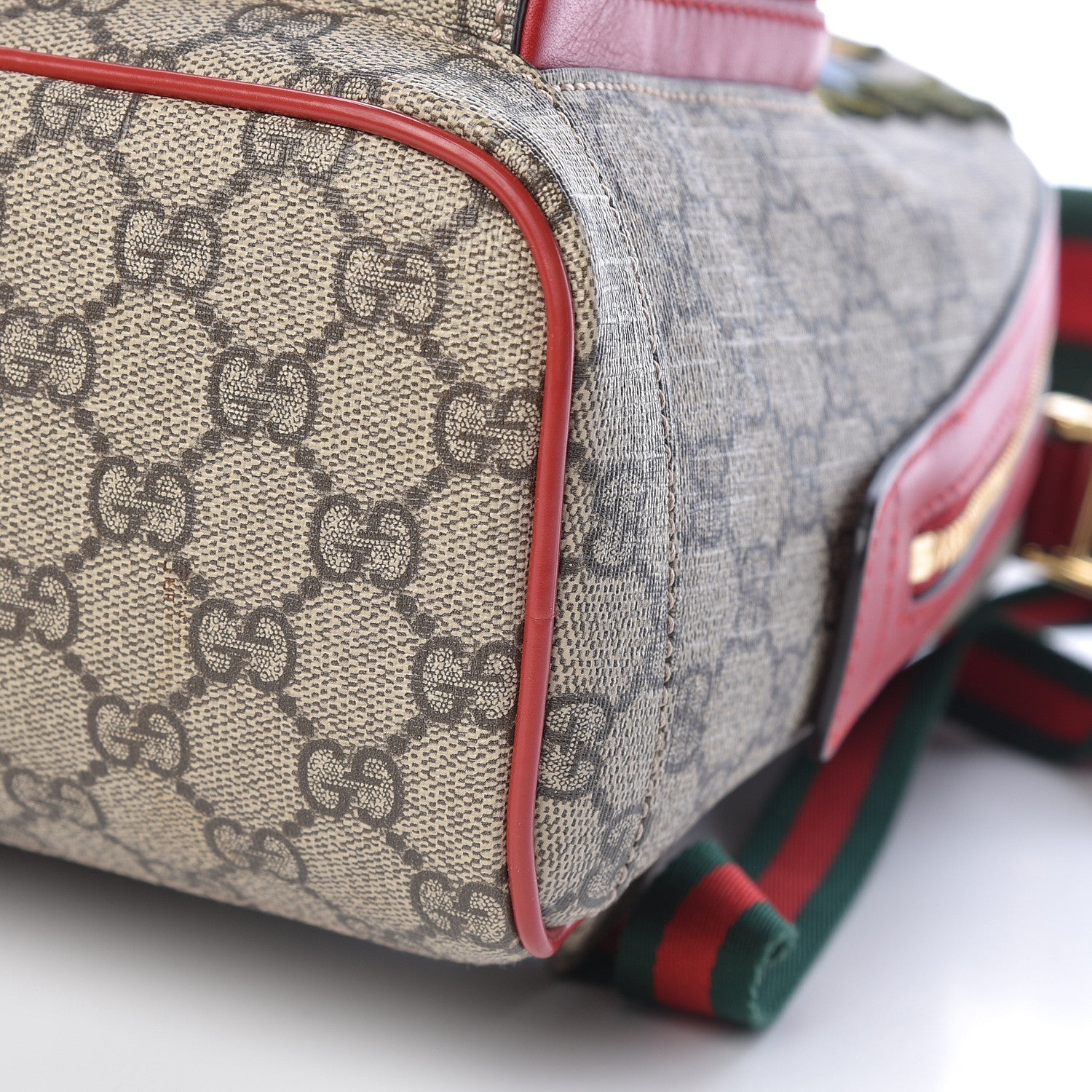 Gucci GG Supreme Monogram Web Kingsnake Heart Embroidered Small Day Backpack Red 11 of 15