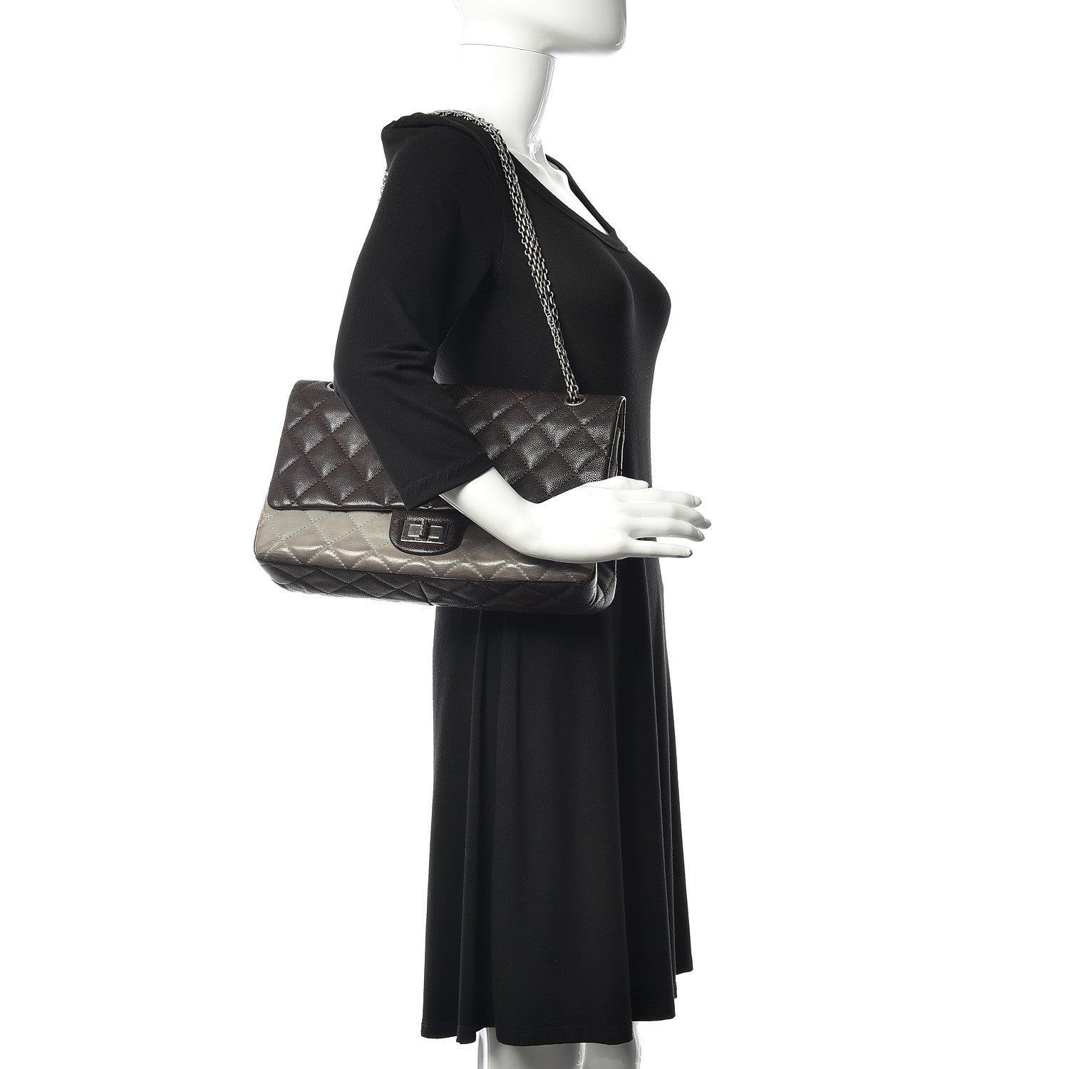 Chanel Caviar Iridescent Calfskin 2.55 Reissue 227 Flap Brown Grey 2 of 20