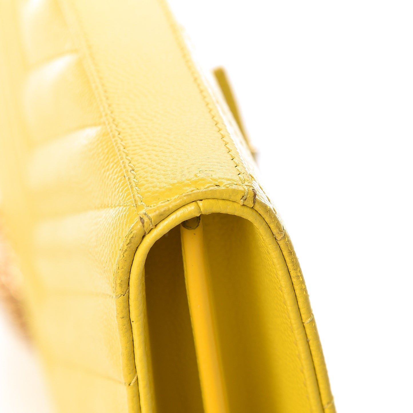 Grain De Poudre Matelasse Chevron Monogram Chain Wallet Yellow