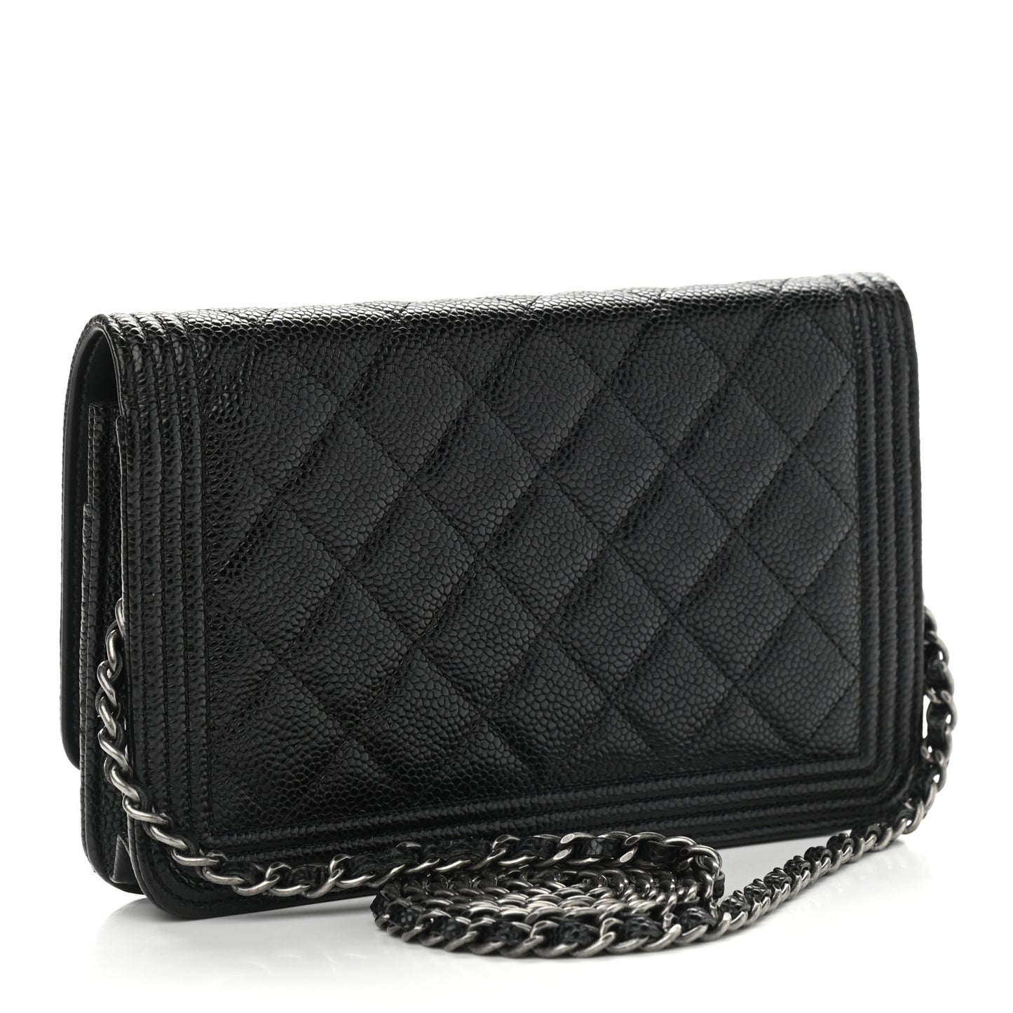 Caviar Quilted Boy Wallet On Chain WOC Black