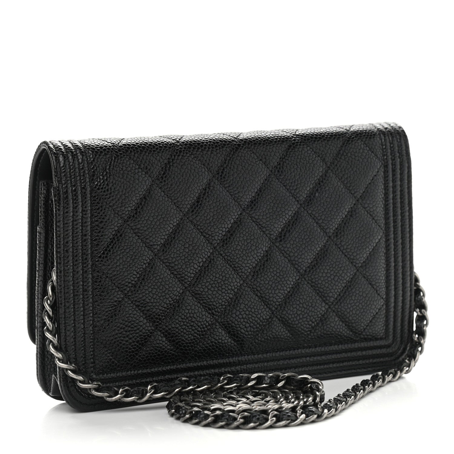 Chanel Caviar Quilted Boy Wallet On Chain WOC Black 3 of 11