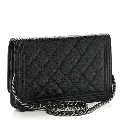 Chanel Caviar Quilted Boy Wallet On Chain WOC Black 3 of 11