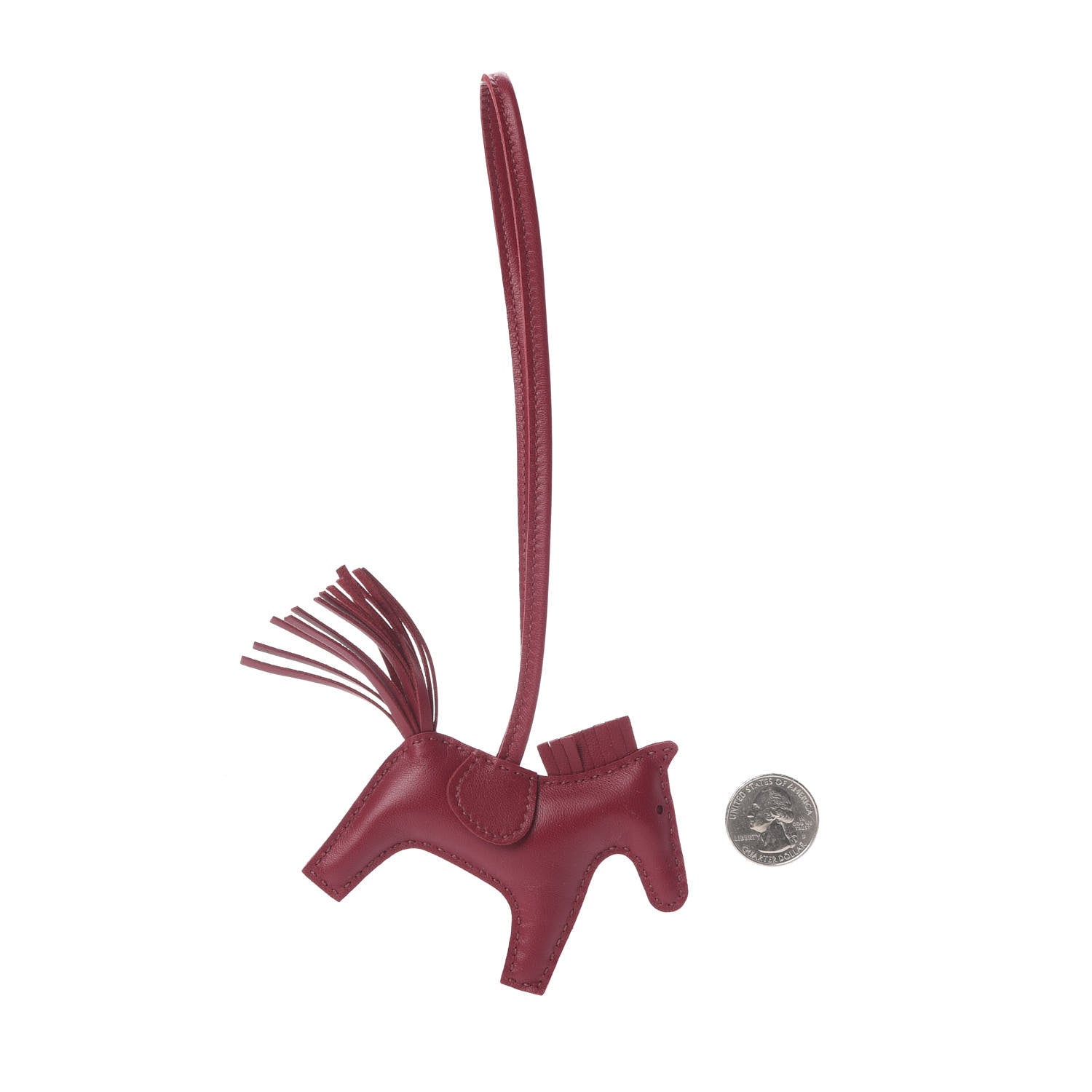 Hermes Milo Lambskin Grigri Rodeo Horse Bag Charm PM Rubis 2 of 5
