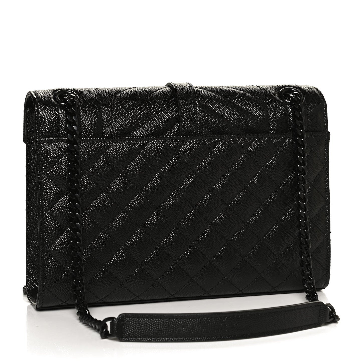 Grain De Poudre Textured Mixed Matelasse Triquilt Medium Monogram Satchel Black