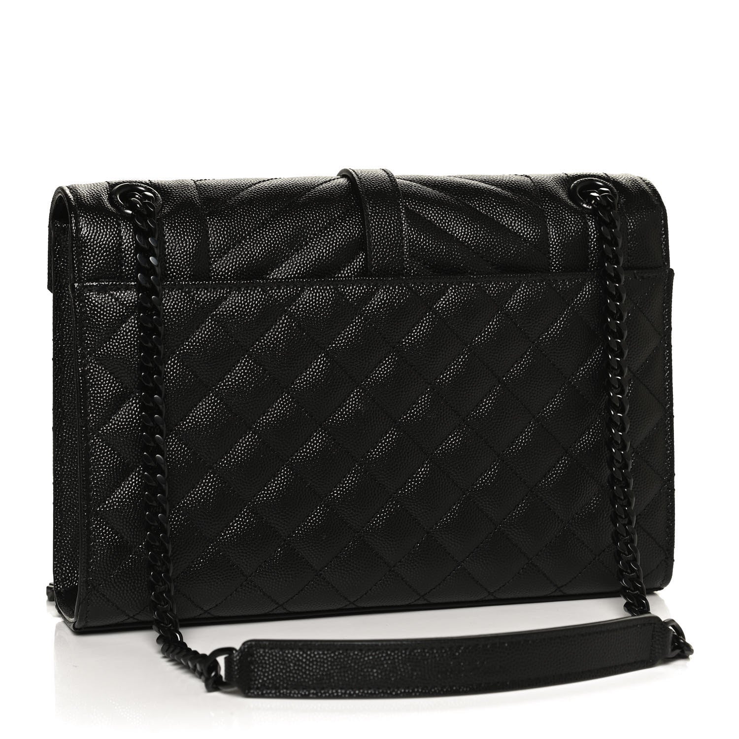Saint Laurent Grain De Poudre Textured Mixed Matelasse Triquilt Medium Monogram Satchel Black 3 of 12
