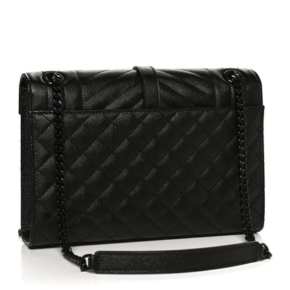 Saint Laurent Grain De Poudre Textured Mixed Matelasse Triquilt Medium Monogram Satchel Black 3 of 12