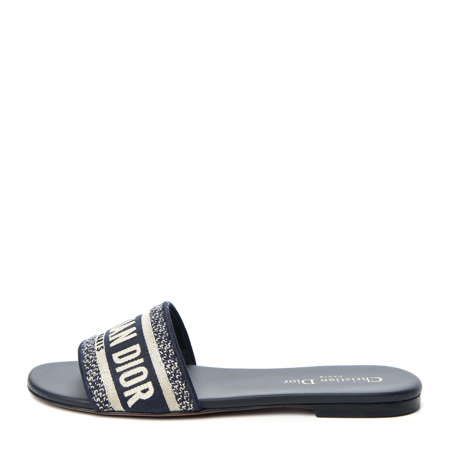 Canvas Embroidered Dway Mules Slide Sandals 39 Deep Blue