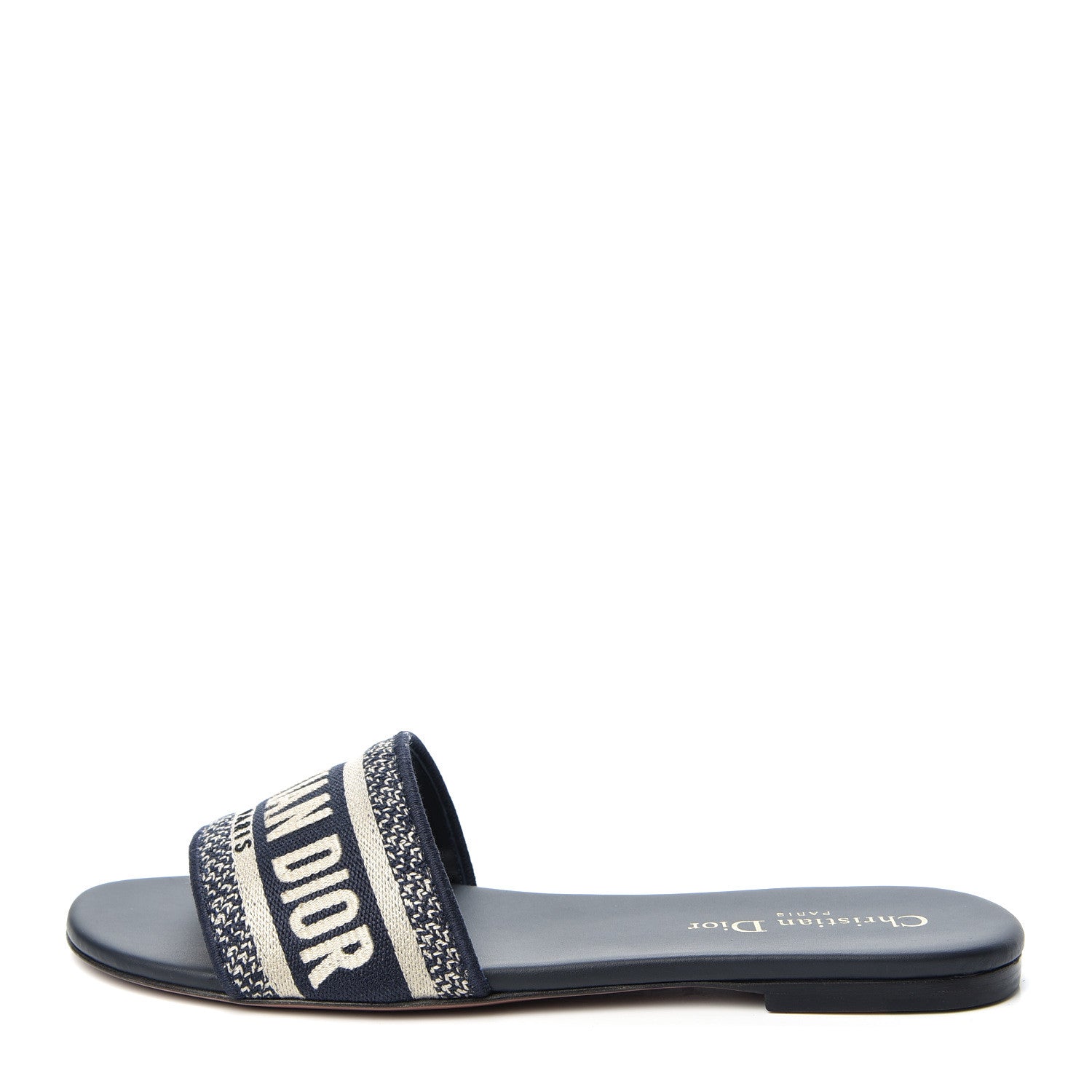 Christian Dior Canvas Embroidered Dway Mules Slide Sandals 39 Deep Blue 1 of 11