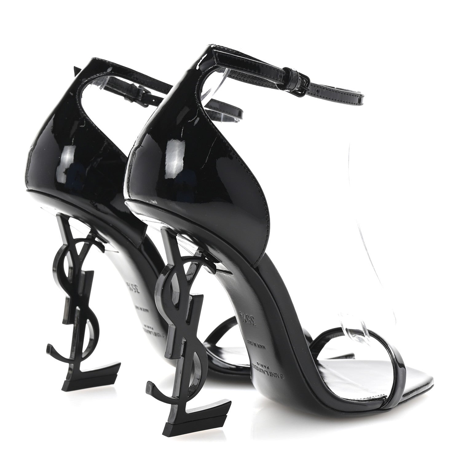 Saint Laurent Patent Calfskin Opyum 110 Sandals 35.5 Black 5 of 10