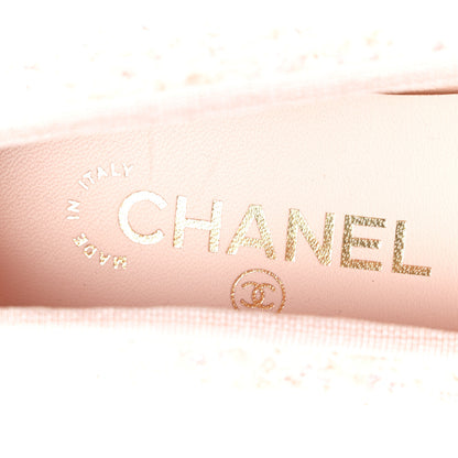 Chanel Tweed Grosgrain Cap Toe Ballerina Flats 37.5 Light Pink Black 7 of 9