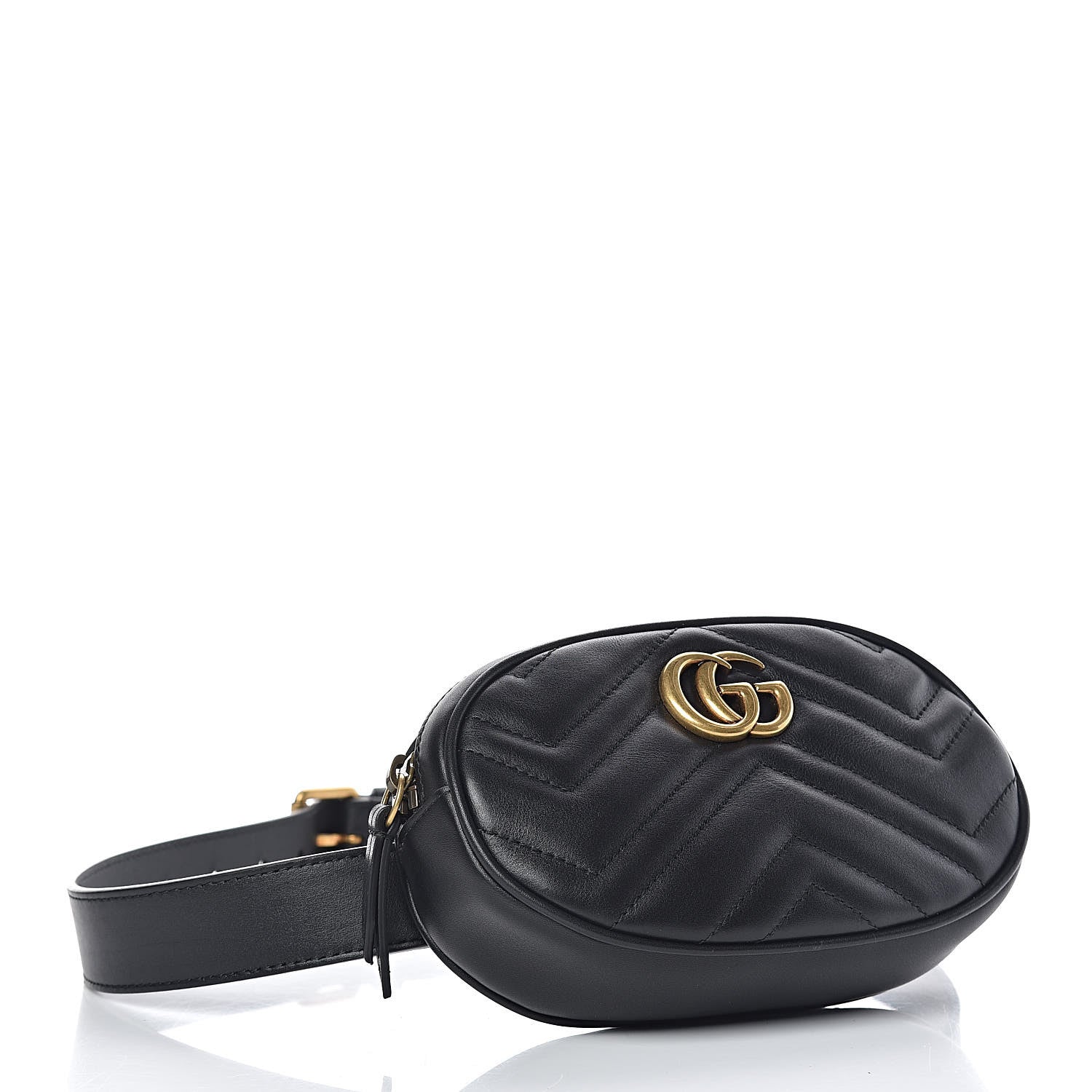 Gucci Calfskin Matelasse GG Marmont Belt Bag 85 34 Black 4 of 9