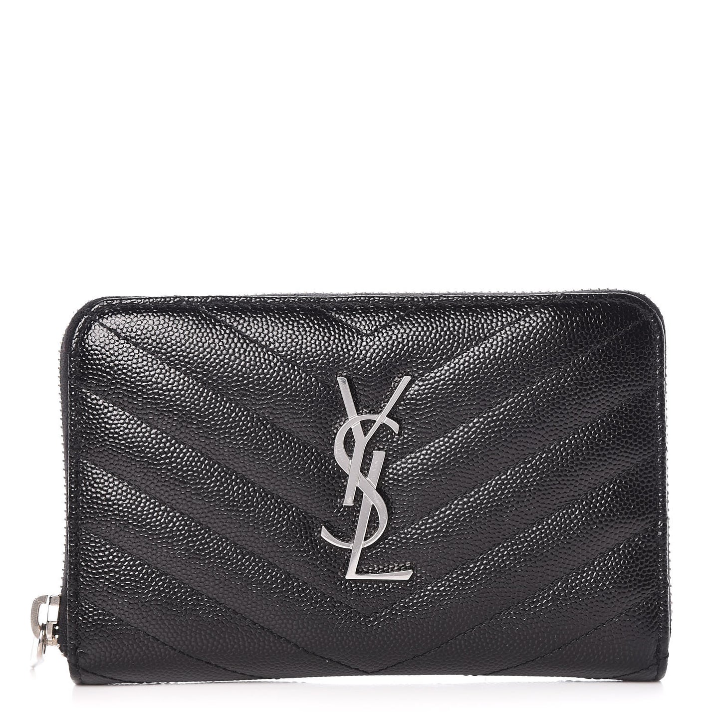 Grain De Poudre Matelasse Chevron Monogram Zip Around Wallet Black