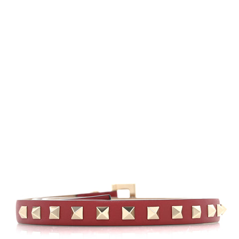 Calfskin Rockstud Belt 80 32 Red