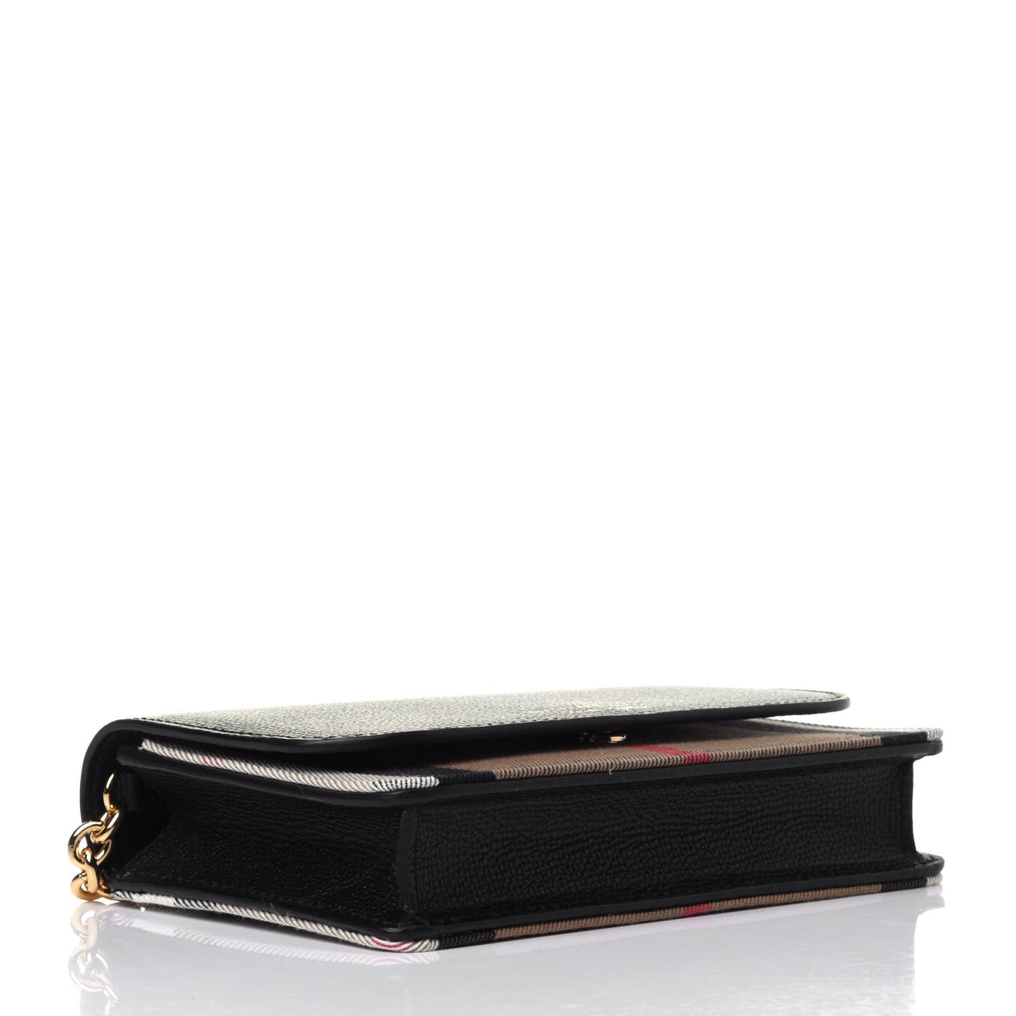 Derby Calfskin House Check Wallet On Chain Black