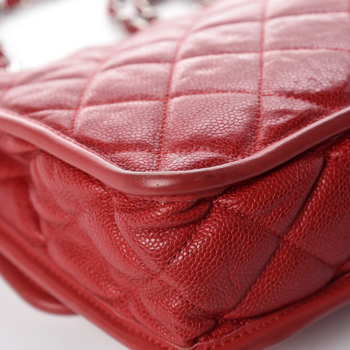 Caviar Quilted Large French Riviera Flap Red