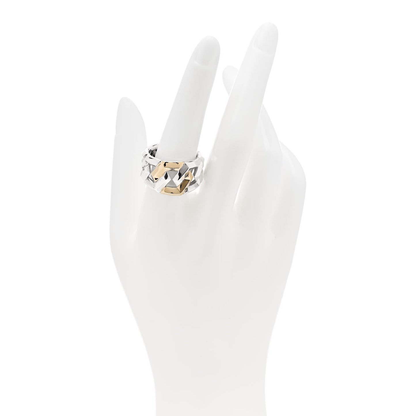 Sterling Silver 18K Yellow Gold 15mm Carlyle Ring 58 8.25