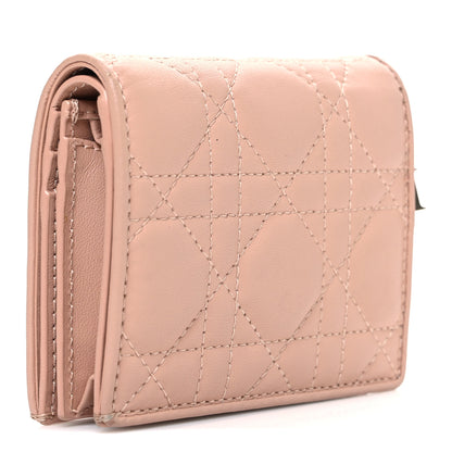 Christian Dior Lambskin Cannage Mini Lady Dior Wallet Rose Des Vents 3 of 7