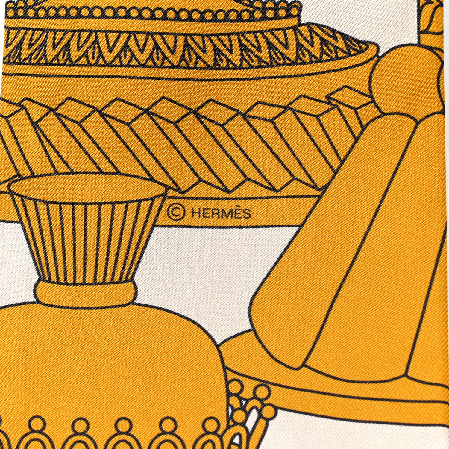 Hermes Silk La Patisserie Francaise Maxi Twilly Slim Creme Gold Black 3 of 4