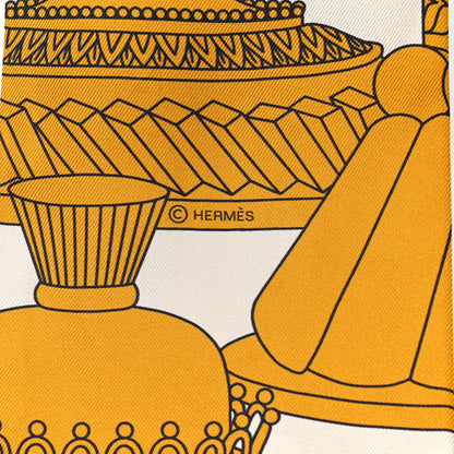 Hermes Silk La Patisserie Francaise Maxi Twilly Slim Creme Gold Black 3 of 4