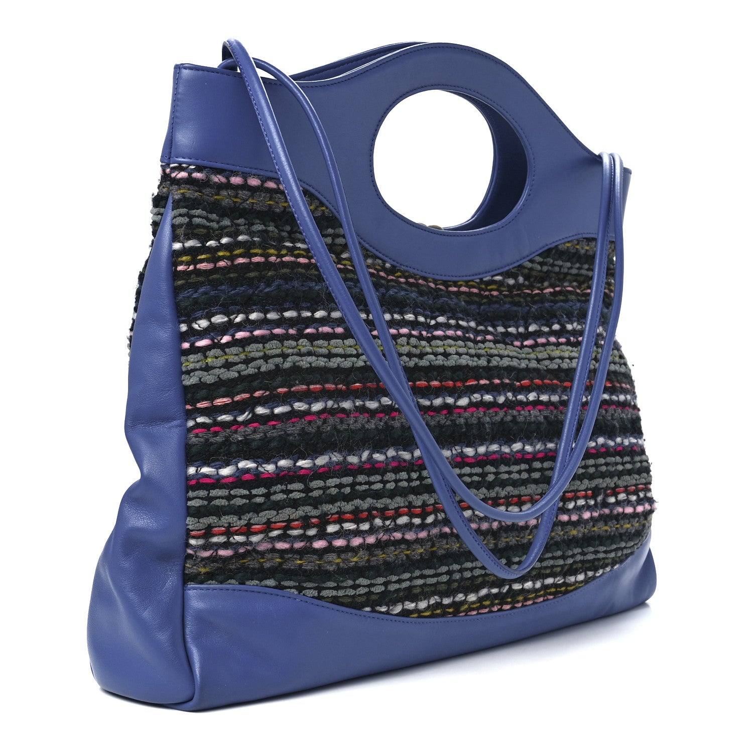 Chanel Tweed Calfskin Quilted Large 31 Shopping Bag Blue Multicolor 2 of 11