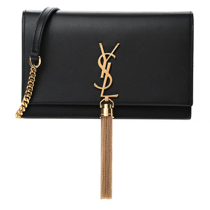 Saint Laurent Smooth Calfskin Classic Monogram Kate Tassel Chain Wallet Black 1 of 4