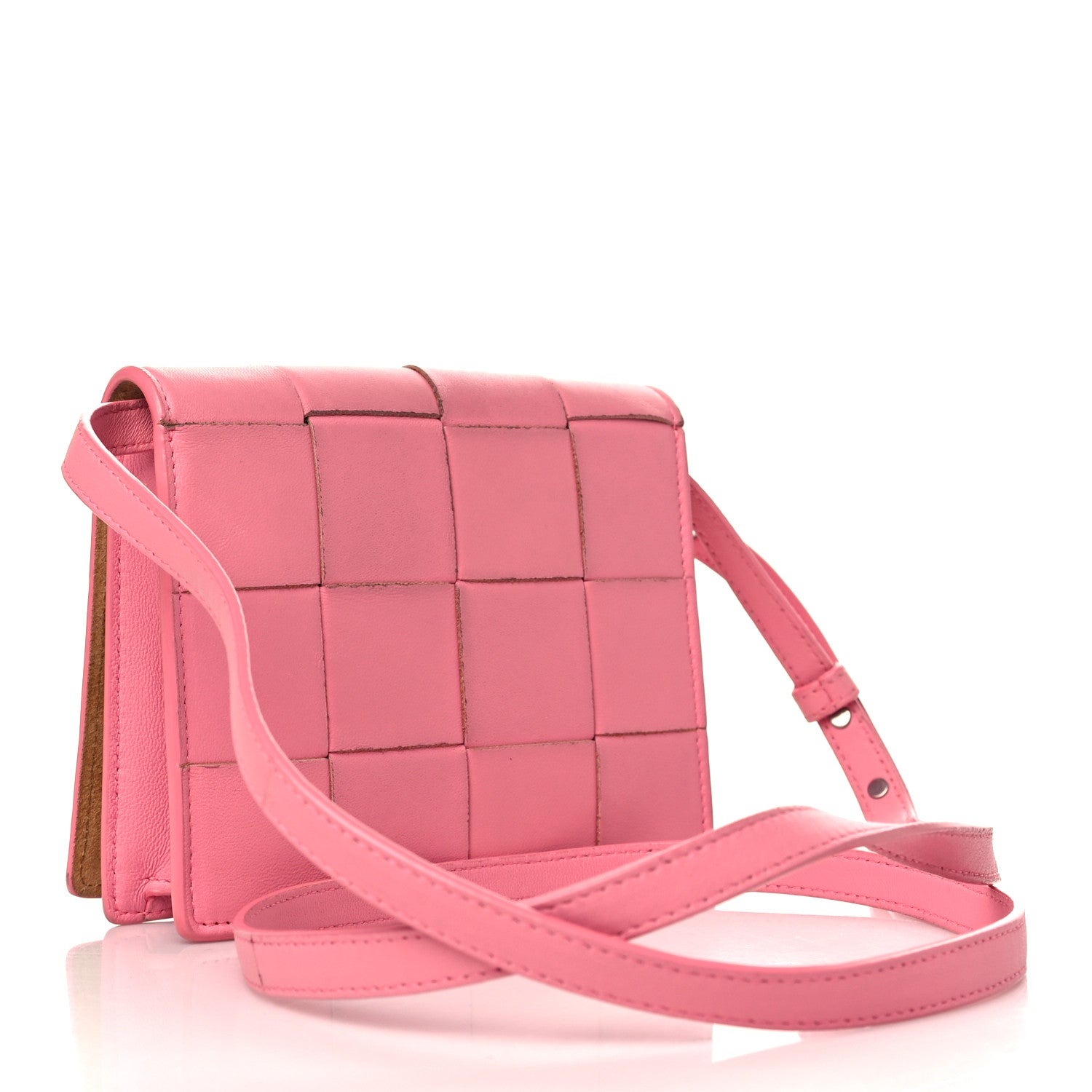 Bottega Veneta Lambskin Maxi Intrecciato Mini Cassette Crossbody Bag Pink 3 of 10
