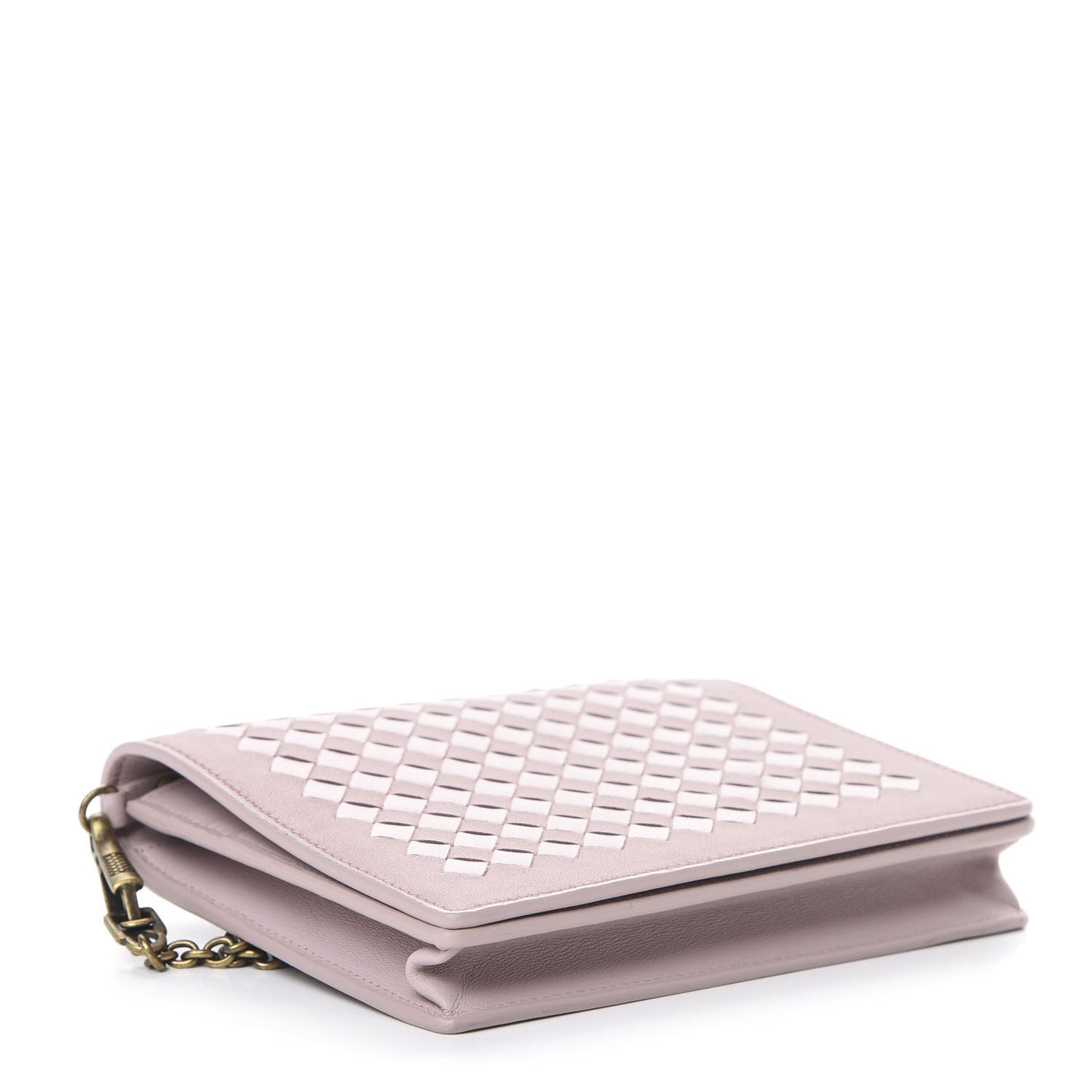 Nappa Intrecciato Checker Chain Wallet Deco Rose Quartz