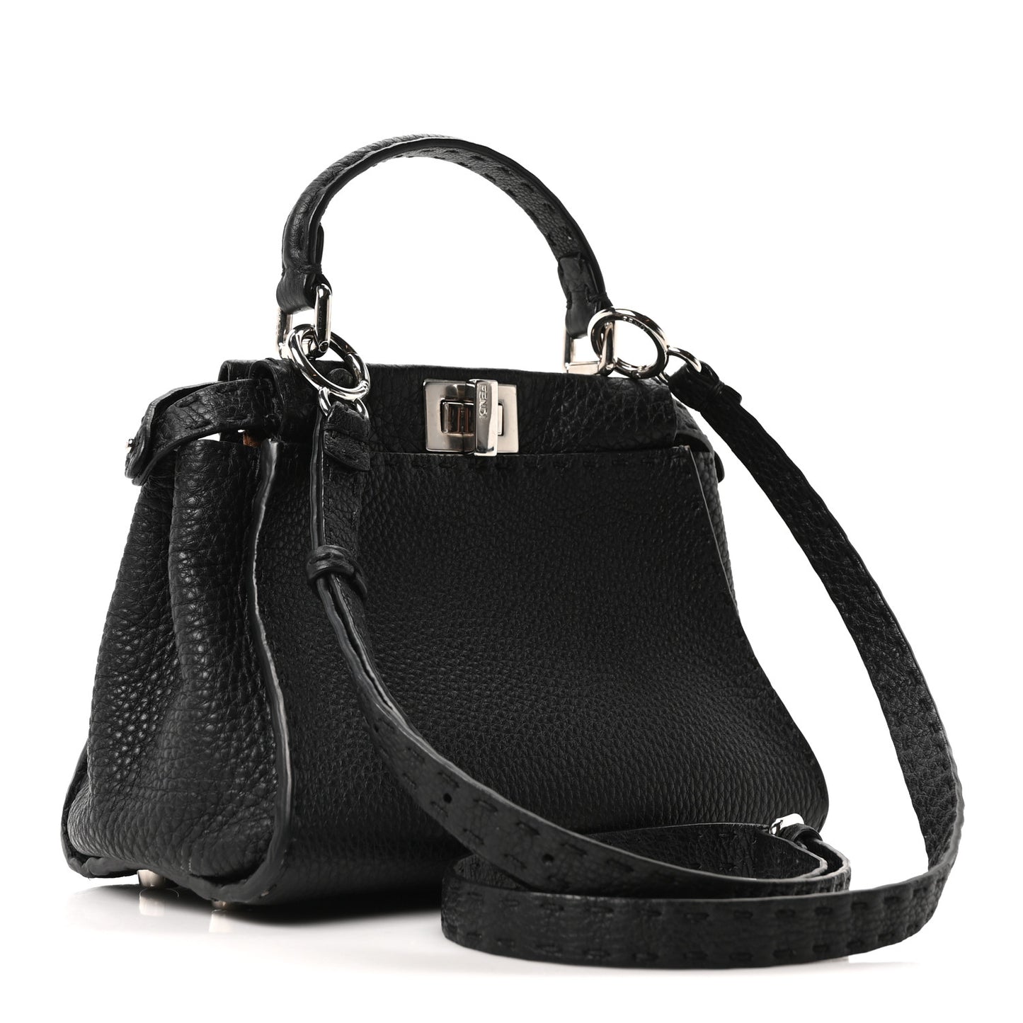 Cuoio Romano Selleria Bi-Color Mini Peekaboo Iconic Satchel Black Mou