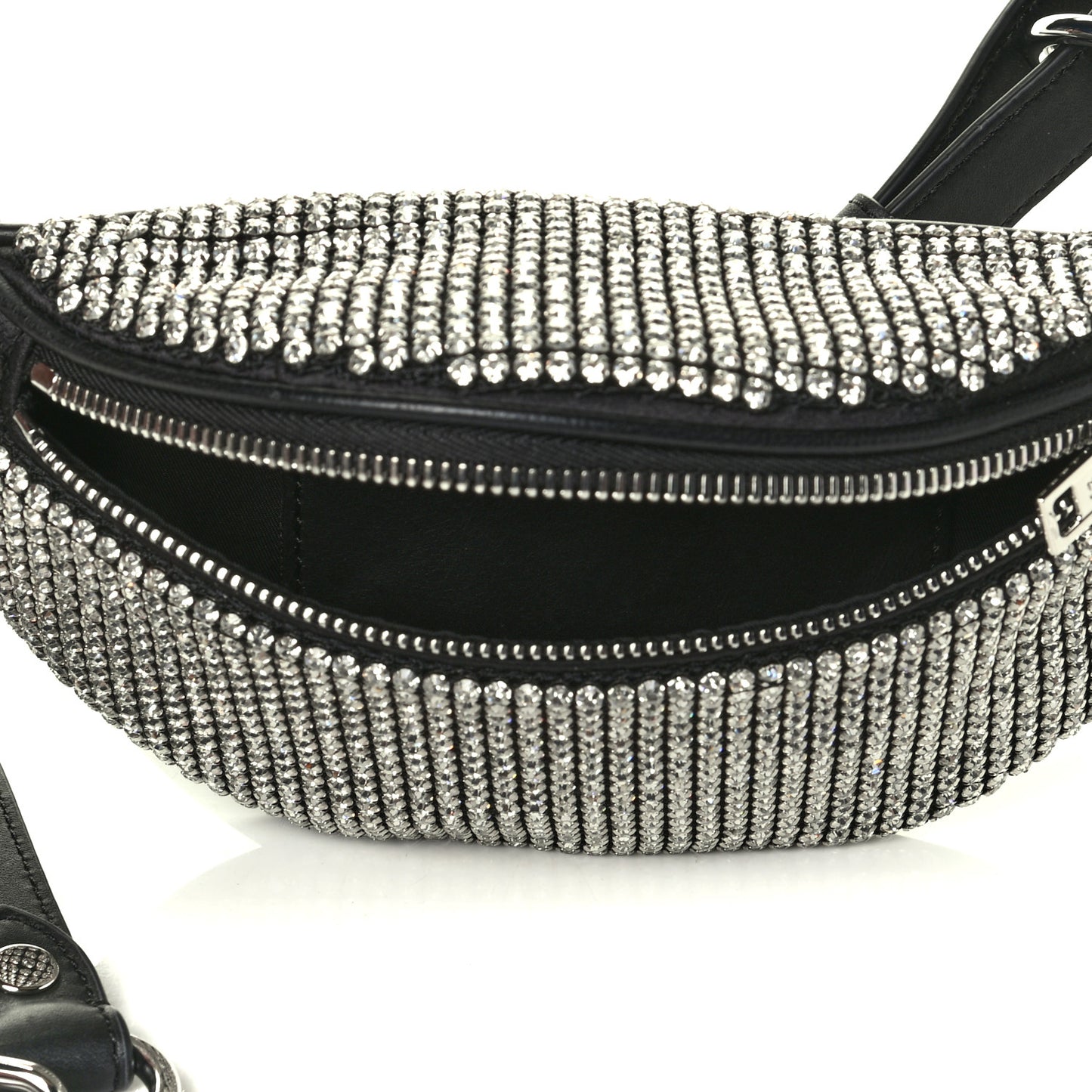 Rhinestone Mesh Mini Attica Belt Bag Black
