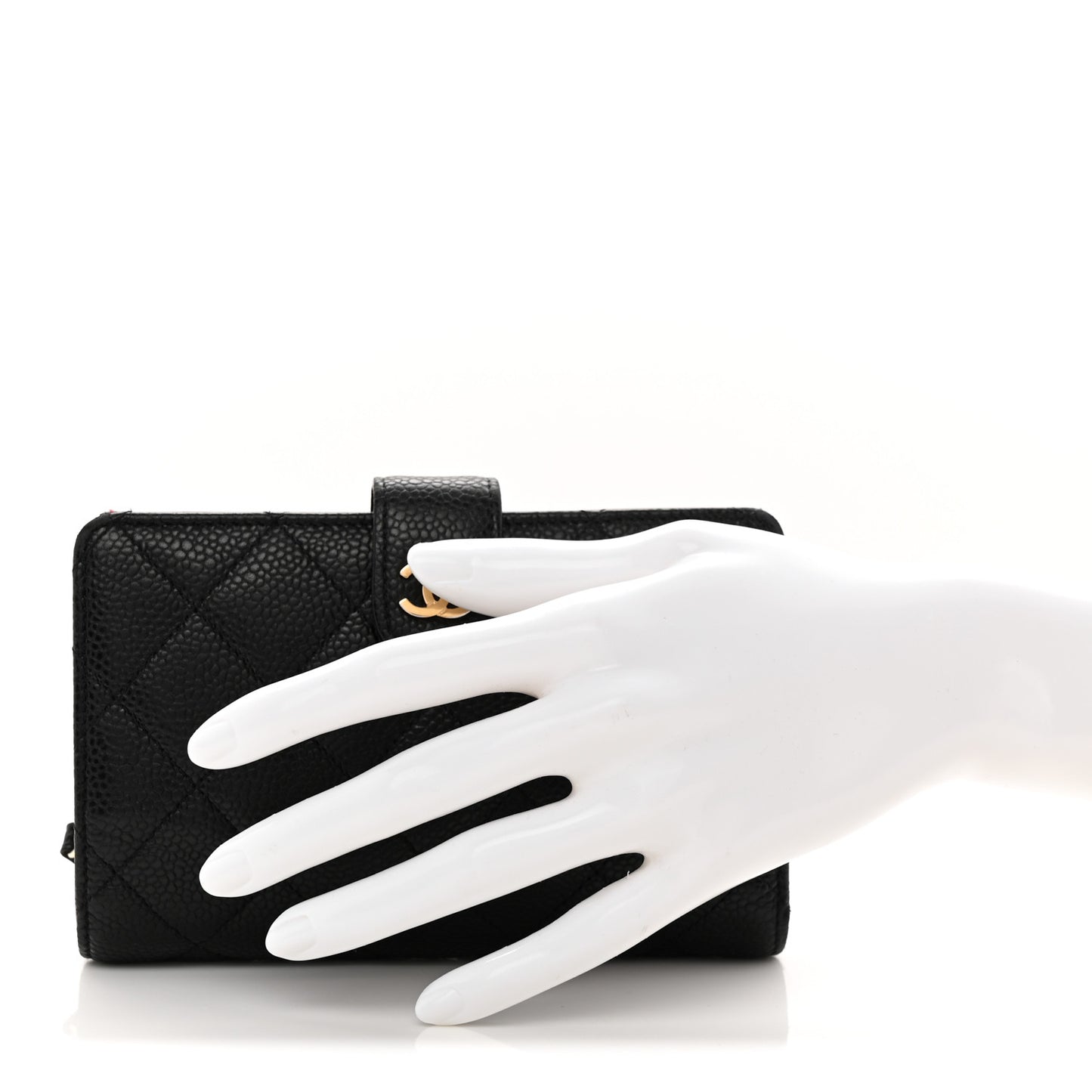 Caviar Quilted Zipped Pocket Wallet Black