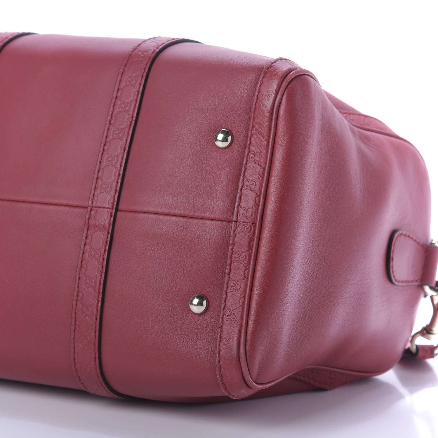 Gucci Calfskin Microguccissima Trim Medium Boston Raspberry Red 7 of 9