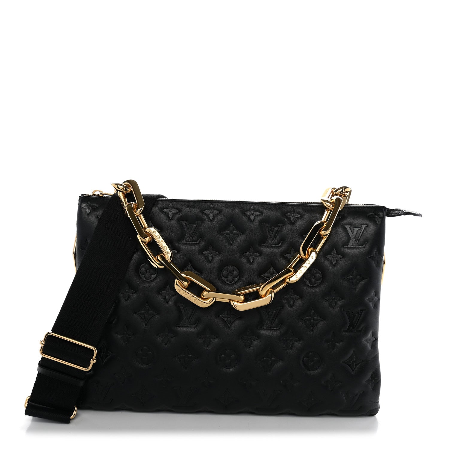 Louis Vuitton Lambskin Embossed Monogram Coussin MM Black 1 of 10