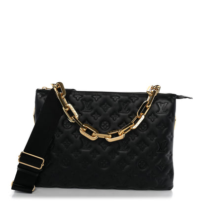 Louis Vuitton Lambskin Embossed Monogram Coussin MM Black 1 of 10