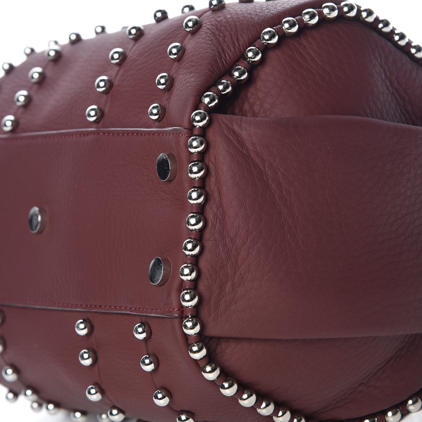 Calfskin Studded Rockie Matte Beet Rodium Hardware