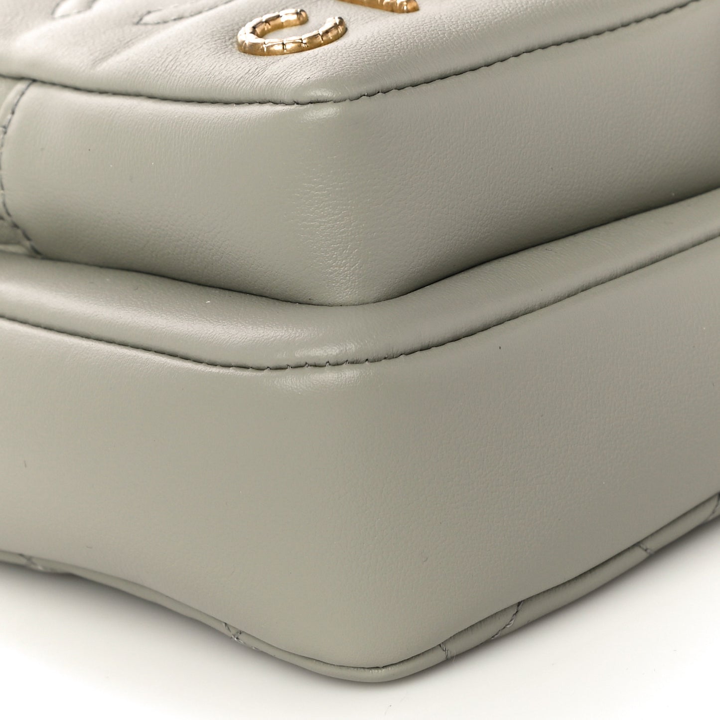 Calfskin Quilted Small Camera Case Grey