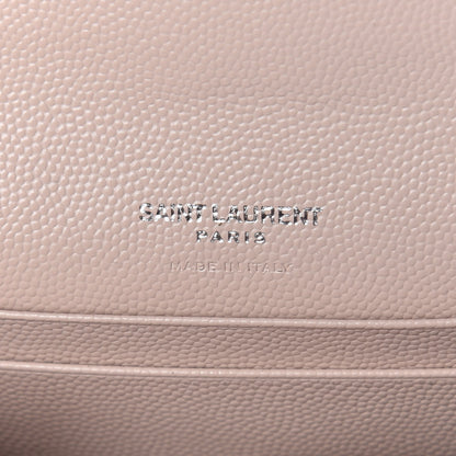 Saint Laurent Grain De Poudre Matelasse Chevron Small Monogram Flap Wallet Pale Pink 8 of 10